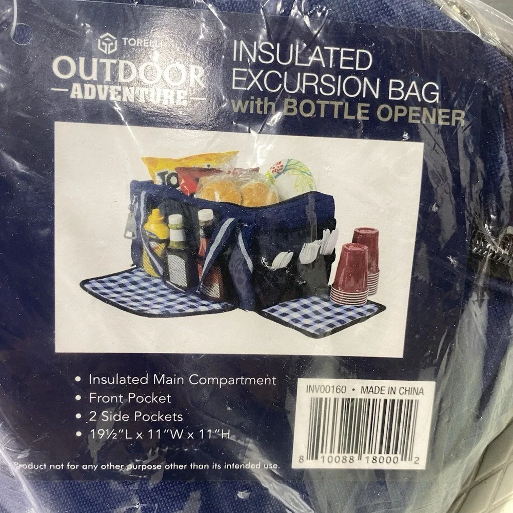 Torelli‎ Outdoor Adventure Insulated Excursion Picnic Trip Bag Blue 19.5x11x11